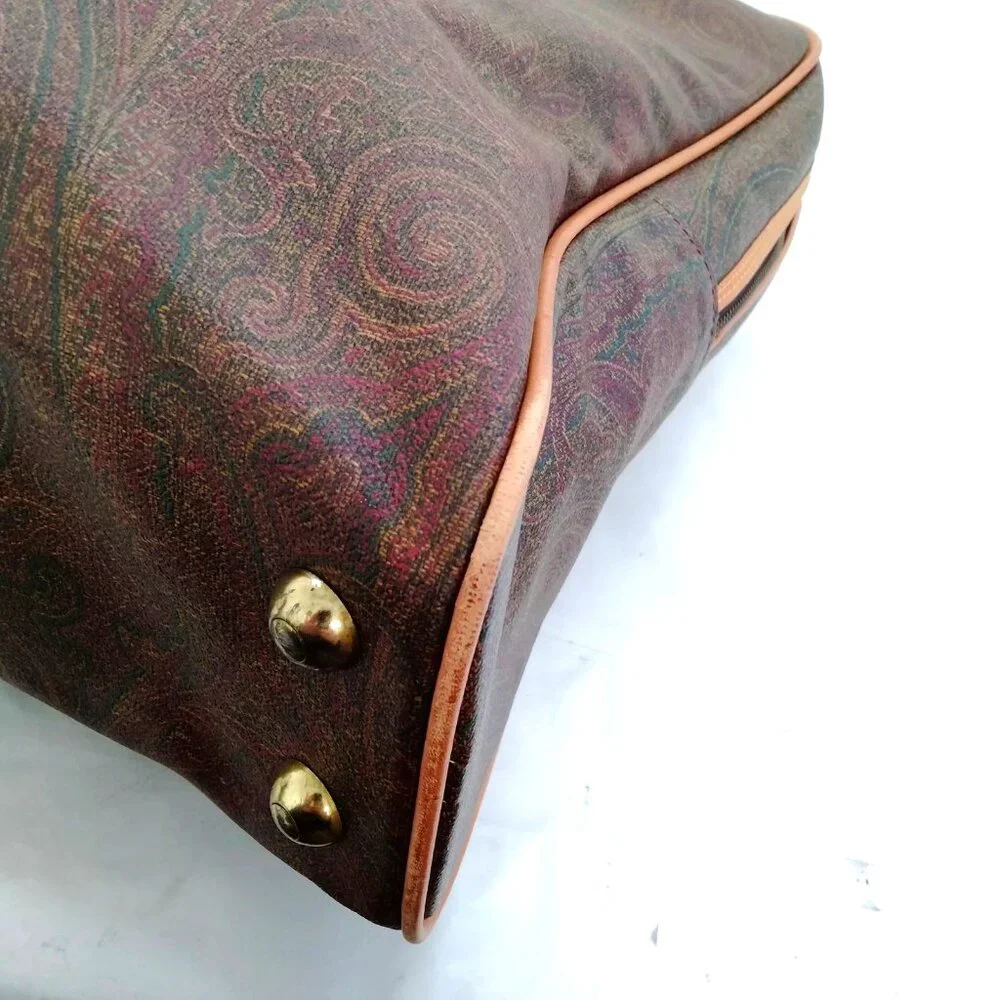 Vintage Etro Lrg Weekender Paisley Briefcase Laptop Shoulder Bag Crossbody Chain